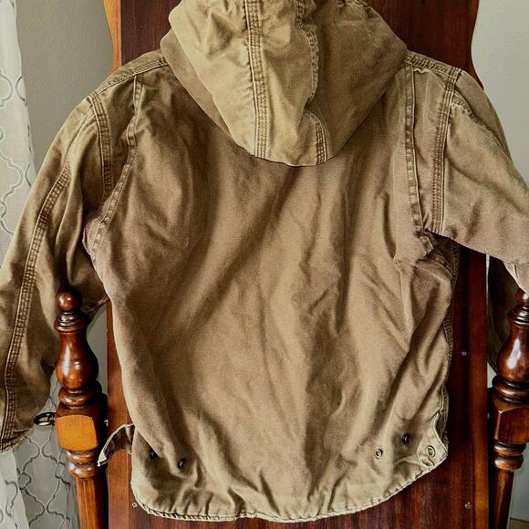 C. E. Schmidt brown Hooded Insulated Sherpa Jacket boys small 6-8 - Picture 7 of 8